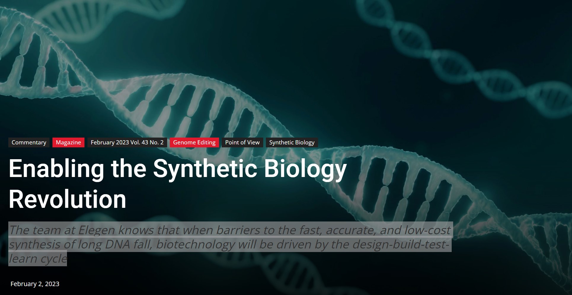 Enabling the Synthetic Biology Revolution